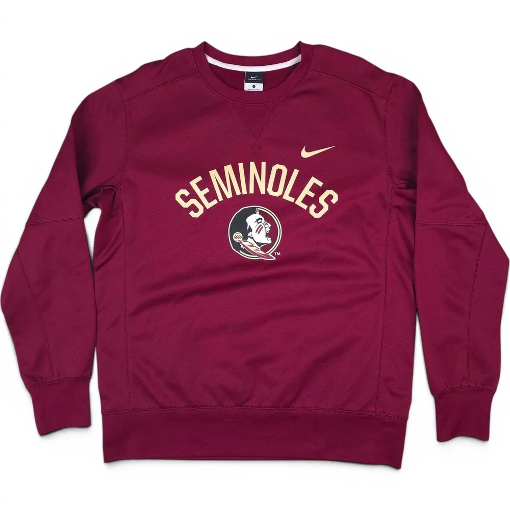 Nike‎ FSU Seminoles Sweatshirt Mens Large Maroon Therma-FIT Crew Neck Collegiate